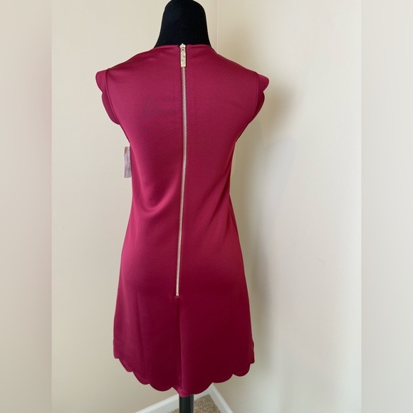 TED BAKER JASMINT SCALLOP OVERLAY MAROON DRESS size 0 NWOT $279 - Picture 5 of 10